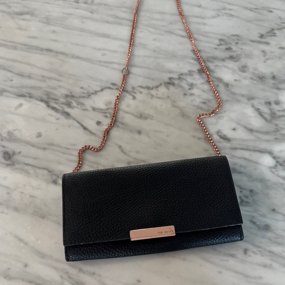Ted Baker Black Clutch with Copper Chain